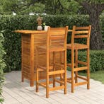 vidaXL 3-delige Tuinbarset massief acaciahout, Verzenden, Nieuw, Hardhout, 2 zitplaatsen