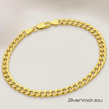 Gold plated 925 zilveren  gourmet armband 3 mm, Sieraden, Tassen en Uiterlijk, Armbanden, Verzenden, Nieuw, Zilver