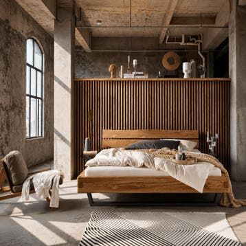TPT Möbel Caelum Massief Eiken Balkenbed met Bedlades - 160, Nieuw