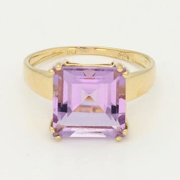 Ring - 18 karaat Geel goud Amethist, Sieraden, Tassen en Uiterlijk, Ringen, Nieuw