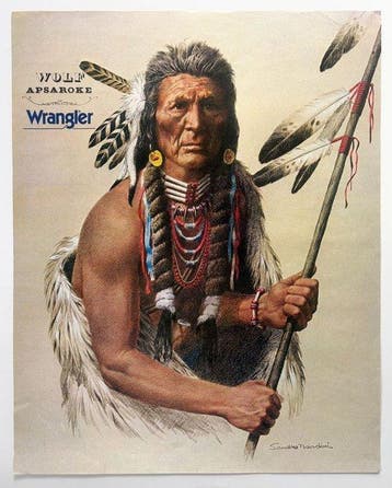 S. Nardini - Wrangler “Wolf – Apsaroke” 60x48 cm - Jaren, Antiek en Kunst
