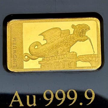 Oostenrijk. Gold bar Lindwurm ,oro , 1/200 Oz (.999) Proof,