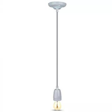 Retro porseleinen lamp - GRIJS - E27 fitting - pendel, Ophalen of Verzenden, Nieuw