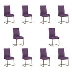 Set van 10 Leren eetkamerstoelen Remix - Toledo Aubergine, Ophalen of Verzenden, Nieuw, Leer, Vijf, Zes of meer stoelen