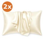 2 STUKS - Satijnen kussensloop Ivoor 60 x 70 cm hoofdkussen, Ophalen of Verzenden, Nieuw