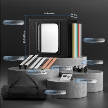Fotostudio Lichtbox 60 cm LED Productfotografie met 6 Achter, Verzenden, Nieuw