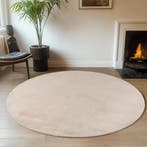 Rond Wasbaar Vloerkleed | Joy | Uni | Crème | 200x200 cm, Huis en Inrichting, Stoffering | Tapijten en Kleden, Verzenden, Nieuw