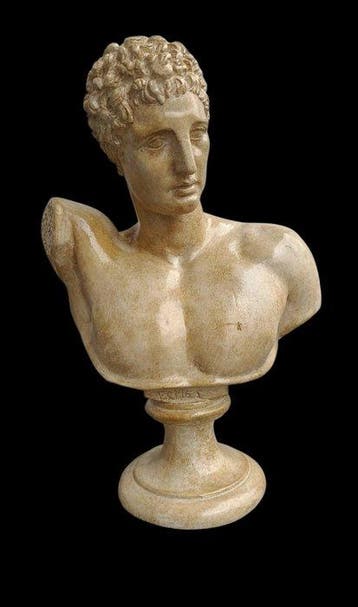 sculptuur, Busto Hermes - 32 cm - marmerpoeder