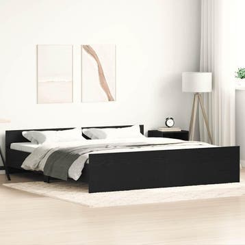 vidaXL Bedframe zonder matras 180x200 cm bewerkt hout zwart, Huis en Inrichting, Slaapkamer | Bedden, Eenpersoons, Bruin, Verzenden