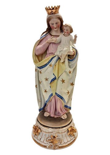 Beeld, Madonna met kind - 37 cm - Porselein, Antiek en Kunst