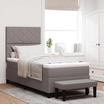 vidaXL Boxspringbed met kussen met hoofdeinde Taupe 90 x 190, Verzenden, Nieuw, Eenpersoons, Stof