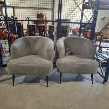 2x Fauteuils, Label51, Nora, Grijs / Chroom, 2025, Nieuw
