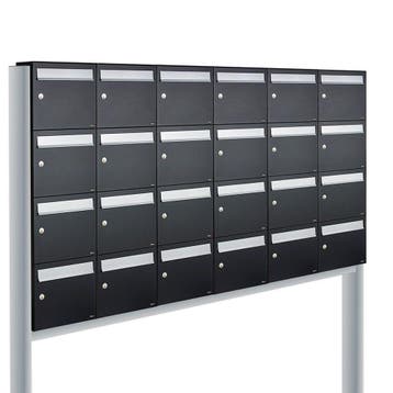 Brievenbusunit Flow set vrijstaand 6-breed, 4-hoog - zwart, Verzenden, Nieuw