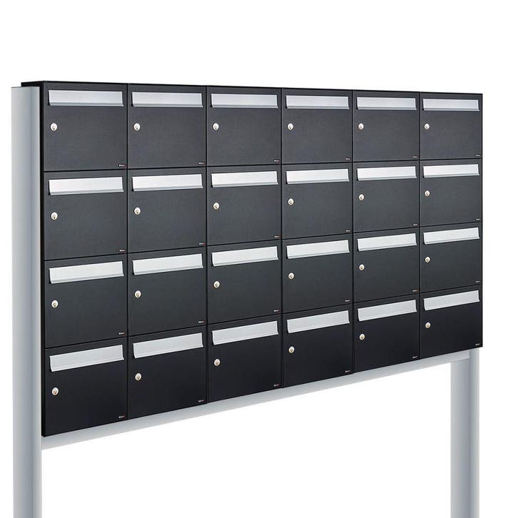 Brievenbusunit Flow set vrijstaand 6-breed, 4-hoog - zwart, Tuin en Terras, Brievenbussen, Nieuw, Verzenden