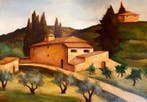 Scuola Italiana (XX), firmato E. Sereni - Paesaggio toscano
