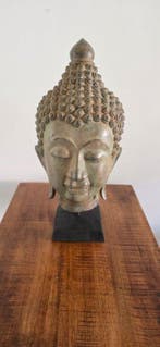 Boeddha-hoofd - Brons, Hout - Thailand - 21e eeuw, Antiek en Kunst