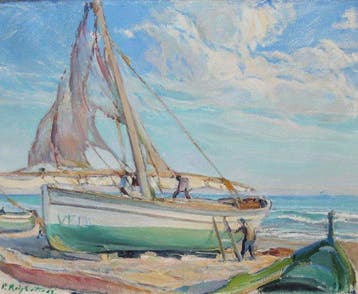 Pau Roig Estradé (1914-1994) - Preparando la pesca