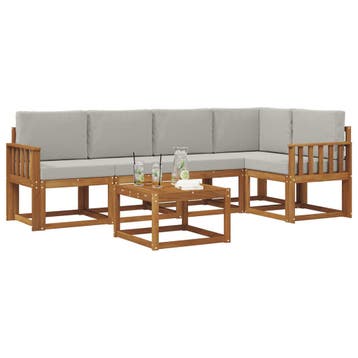 vidaXL Buiten bankenset met kussen 6 pcs Natuurlijk en, Verzenden, Nieuw