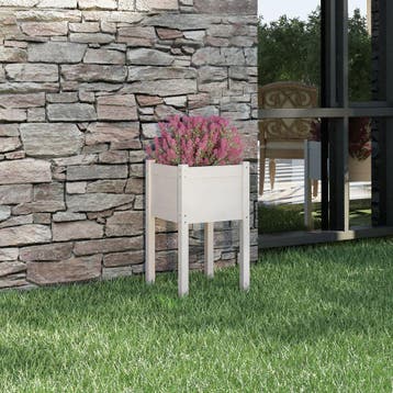 vidaXL Plantenbak 40x40x70 cm massief grenenhout wit, Tuin en Terras, Bloembakken en Plantenbakken, Verzenden, Minder dan 60 cm