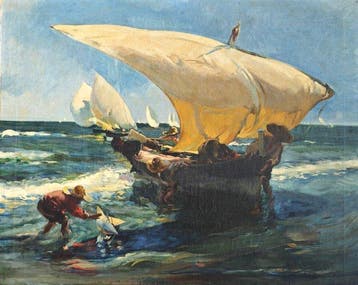 Joaquín Sorolla y Bastida (1863-1923), Cículo de - En la, Antiek en Kunst, Kunst | Schilderijen | Klassiek