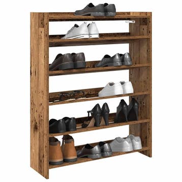 vidaXL Schoenenrek 80x25x100 cm bewerkt hout oud houtkleurig, Verzenden, Nieuw