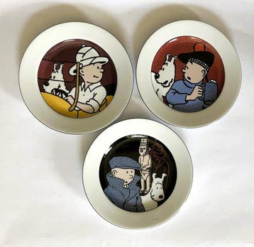 Tintin - 3 porseleinen bord - Axis Paris - 1990, Nieuw