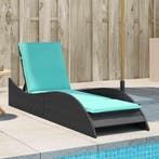 vidaXL Ligbed met kussen zwart 60x205x73 cm poly rattan, Tuin en Terras, Ligbedden, Verzenden, Nieuw