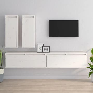 vidaXL Tv-meubelen 4 st massief grenenhout wit, Huis en Inrichting, Kasten | Televisiemeubels, 100 tot 150 cm, Verzenden, Nieuw