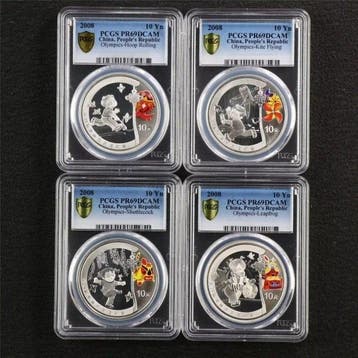 China. 10 Yuan 2008, Beijing Olympics, 4 x 1 Oz