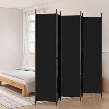 vidaXL Kamerscherm met 5 panelen 250x220 cm stof zwart, Huis en Inrichting, Woonaccessoires | Kamerschermen, Verzenden, Nieuw