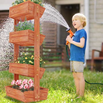 4-Laags Verhoogde Plantenbak | Nieuw | Massief Dennenhout, Tuin en Terras, Verzenden, Nieuw, Hout, Balkon