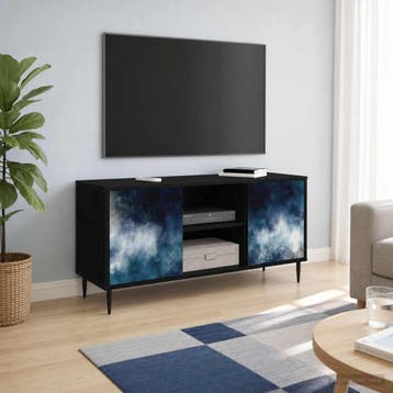 vidaXL Tv-meubel RAALTE 102 x 33 x 51 cm Zwart eiken Bewerkt, Minder dan 50 cm, Verzenden, Nieuw, Minder dan 100 cm