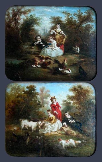 French school (XVIII-XIX) - A pair of pastoral scenes -