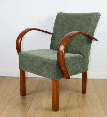 Lounge stoel - fauteuil - Beuken - Gebogen fauteuil Vintage
