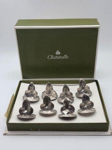 Christofle - Messensteun (8) - Feuille - Verzilverd -