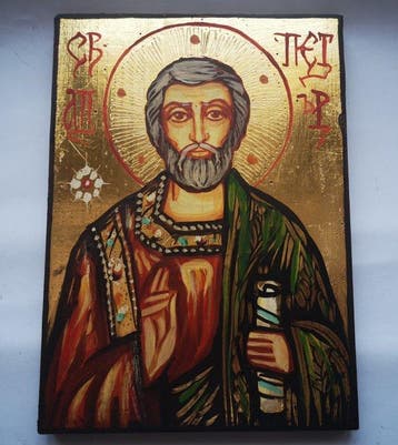 Icoon - Russische handgeschilderde icoon van Sint Petrus -