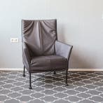 4x Montis Charly Fauteuil Antraciet-Bruin Leder – Zwart/Dop, Ophalen, Minder dan 75 cm, Zo goed als nieuw, Leer