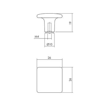 Intersteel Meubelknop vierkant vlak 26x26mm - mat zwart, Verzenden, Nieuw