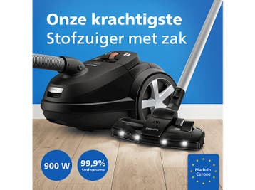 Philips -   Stofzuiger Met Zak Diep Zwart, Verzenden, Nieuw, Stofzak, Minder dan 1200 watt