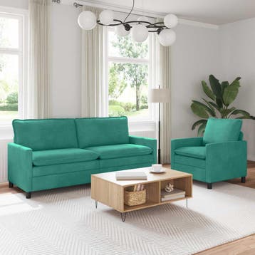 vidaXL Bankstel 2 st Turquoise Fluweel, Verzenden, Nieuw, Stof, Minder dan 150 cm