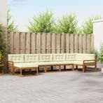 vidaXL Buiten bankenset met kussen 7 pcs Natuurlijk en Crème, Verzenden, Nieuw