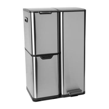 Pedaalemmer 3 vakken -  zilver - 60 liter, Verzenden, Nieuw