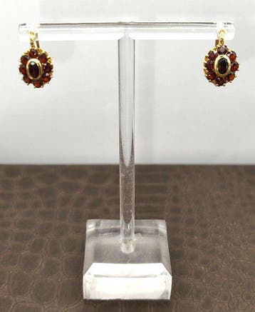 Oorbellen - 18 karaat Geel goud Granaat - Granaat, Sieraden, Tassen en Uiterlijk, Nieuw