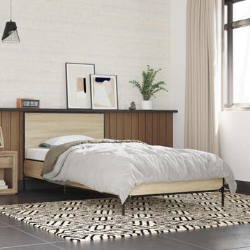 vidaXL Bedframe met Hoofdeinde Sonoma Eiken 80 x 200 cm, Eenpersoons, Bruin, Verzenden, Nieuw