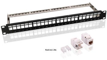 Keystone patchpanel, 19 inch, 24-poorts (1 U)-met 24, Computers en Software, Ophalen of Verzenden, Nieuw