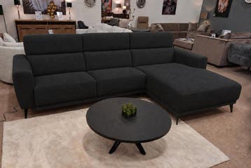 Loungebank Enschede - hoekbanken - Zwart, Huis en Inrichting, Nieuw, 150 cm of meer, Stof, 250 tot 300 cm
