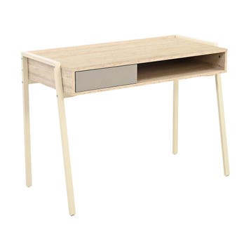 Bureau Boderas 107x55x78 cm Beige/Travertin [en.casa], Verzenden, Nieuw