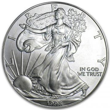 American Eagle 1 oz 1998 (4.847.549 oplage), Verzenden, Midden-Amerika, Losse munt, Zilver