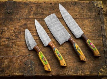 Hand Forged 4PC’s Damascus Steel ,Premium quality Multi