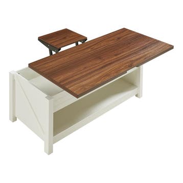 Salontafel Kasama 110x55x54 cm walnootkleurig en wit [en.cas, Verzenden, Nieuw
